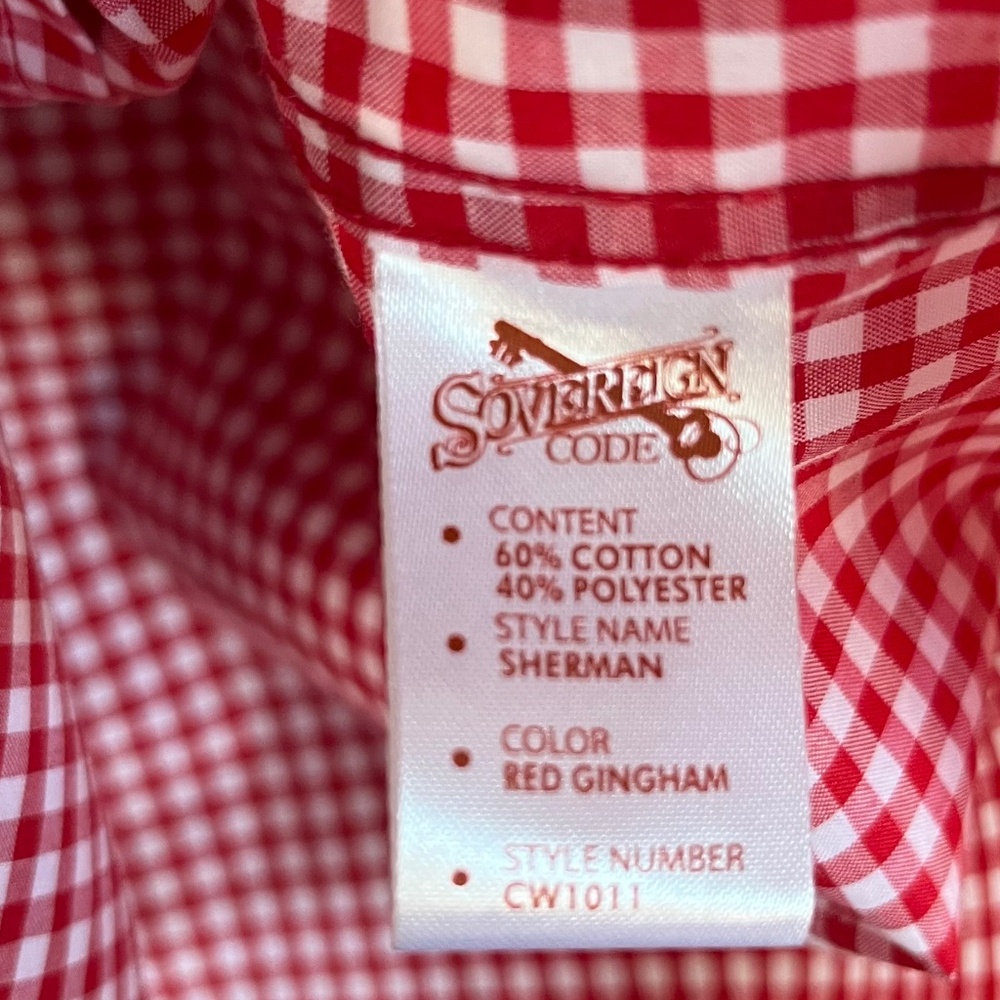 Sovereign Code Sherman Red Gingham Button Up Roll… - image 8